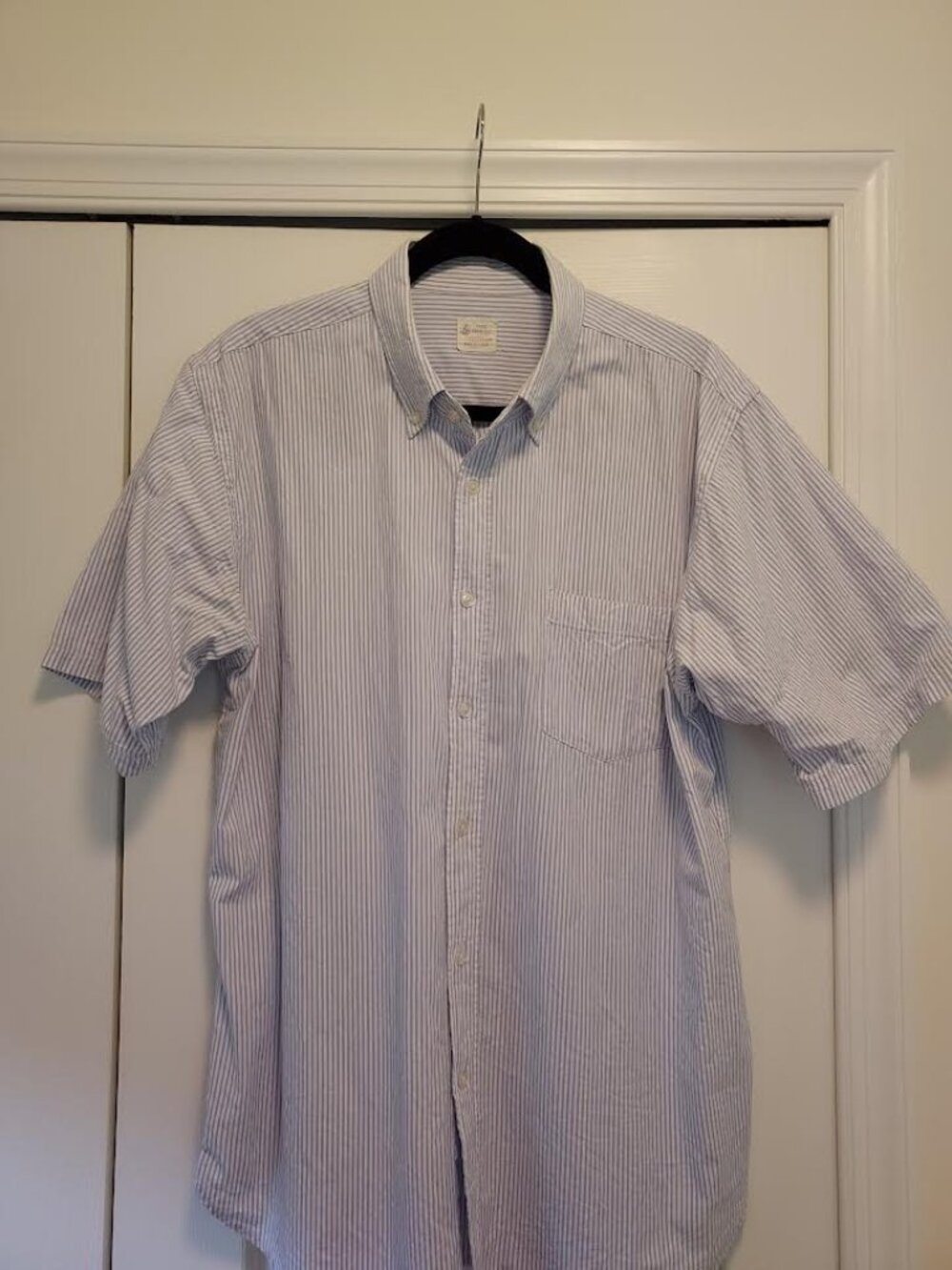 Oleg Cassini Men's 100% Cotton Striped Short Sleeve Button-Down Shirt, Size XL